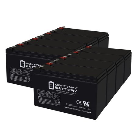 12V 7Ah F2 Replacement Battery for PowerSonic PS-12703822 - 8PK -  MIGHTY MAX BATTERY, MAX3977057